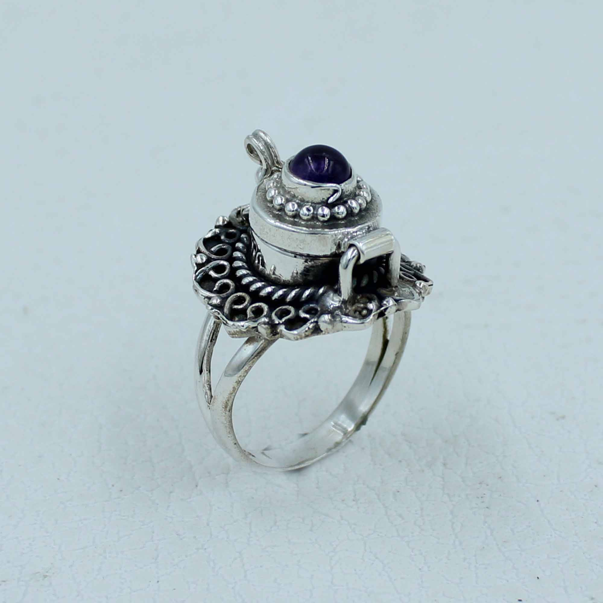 Amethyst Cab Sterling Silver Ring