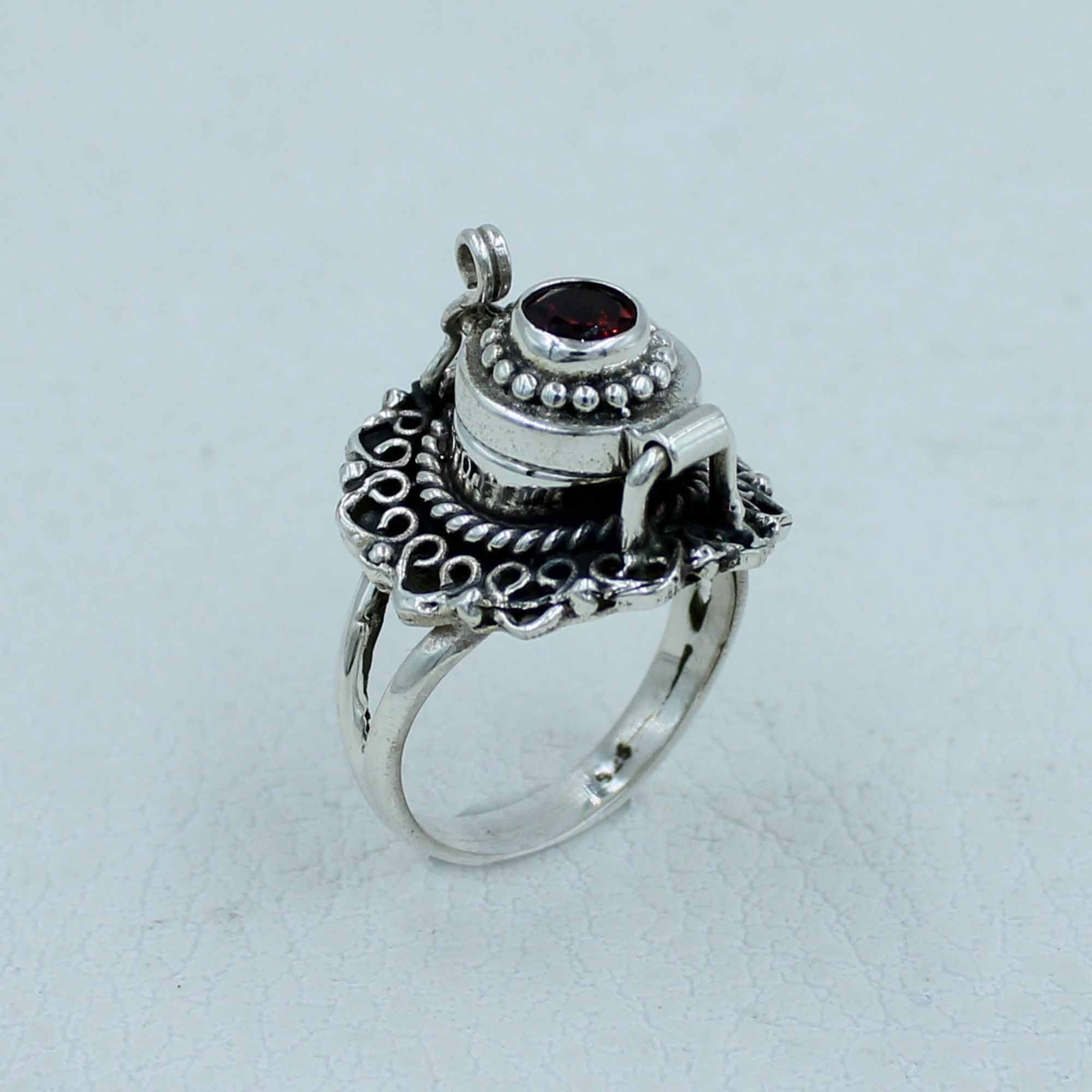 Natural Garnet Sterling Silver Ring