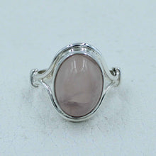 Pink Rose Quartz Cabochon Silver Ring