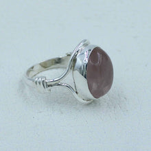 Pink Rose Quartz Cabochon Silver Ring