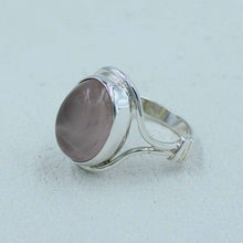 Pink Rose Quartz Cabochon Silver Ring