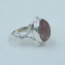 Pink Rose Quartz Cabochon Silver Ring