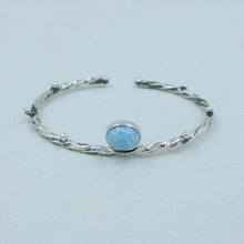Natural Larimar Sterling Silver Bangle
