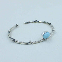 Natural Larimar Sterling Silver Bangle