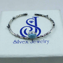 Natural Larimar Sterling Silver Bangle