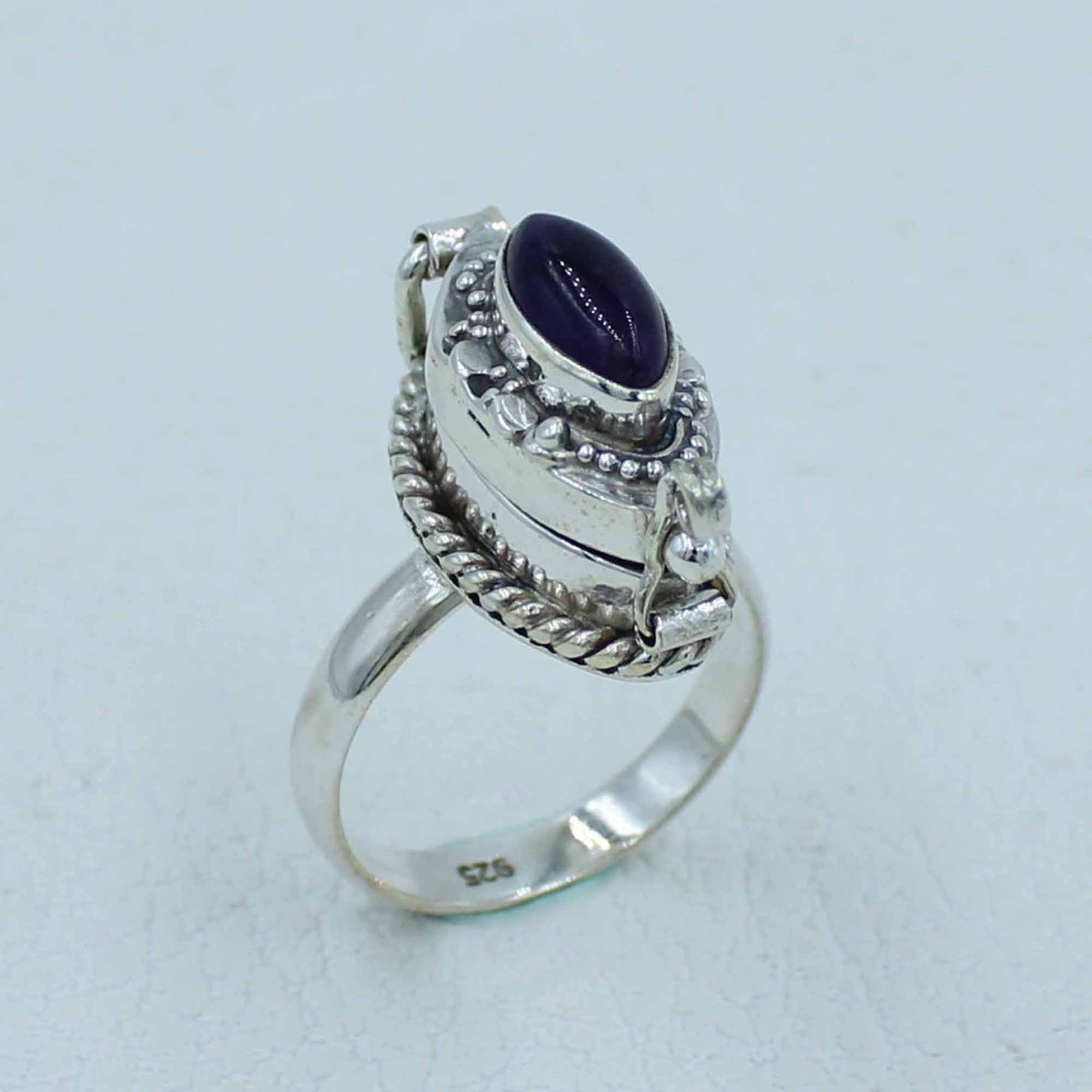 Amethyst Silver Designer Box Ring