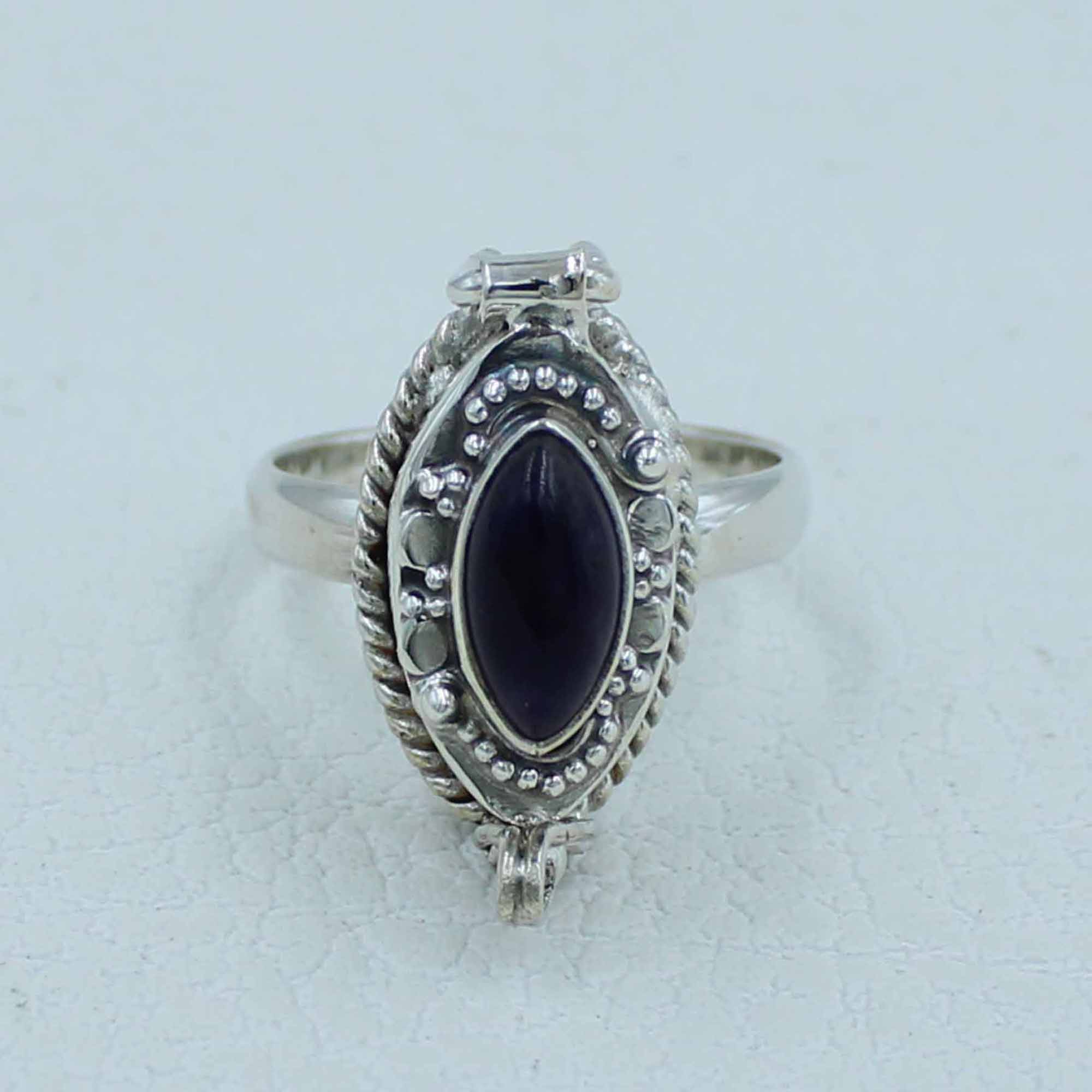 Amethyst Silver Designer Box Ring