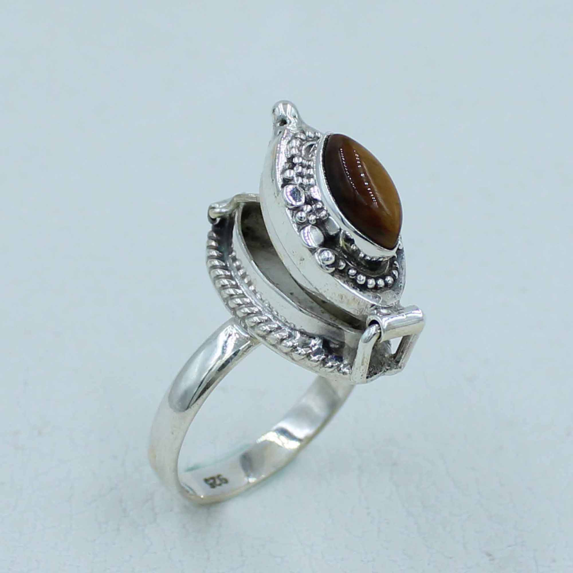 Tiger Eye Ring - Designer Poison Box Jewelry