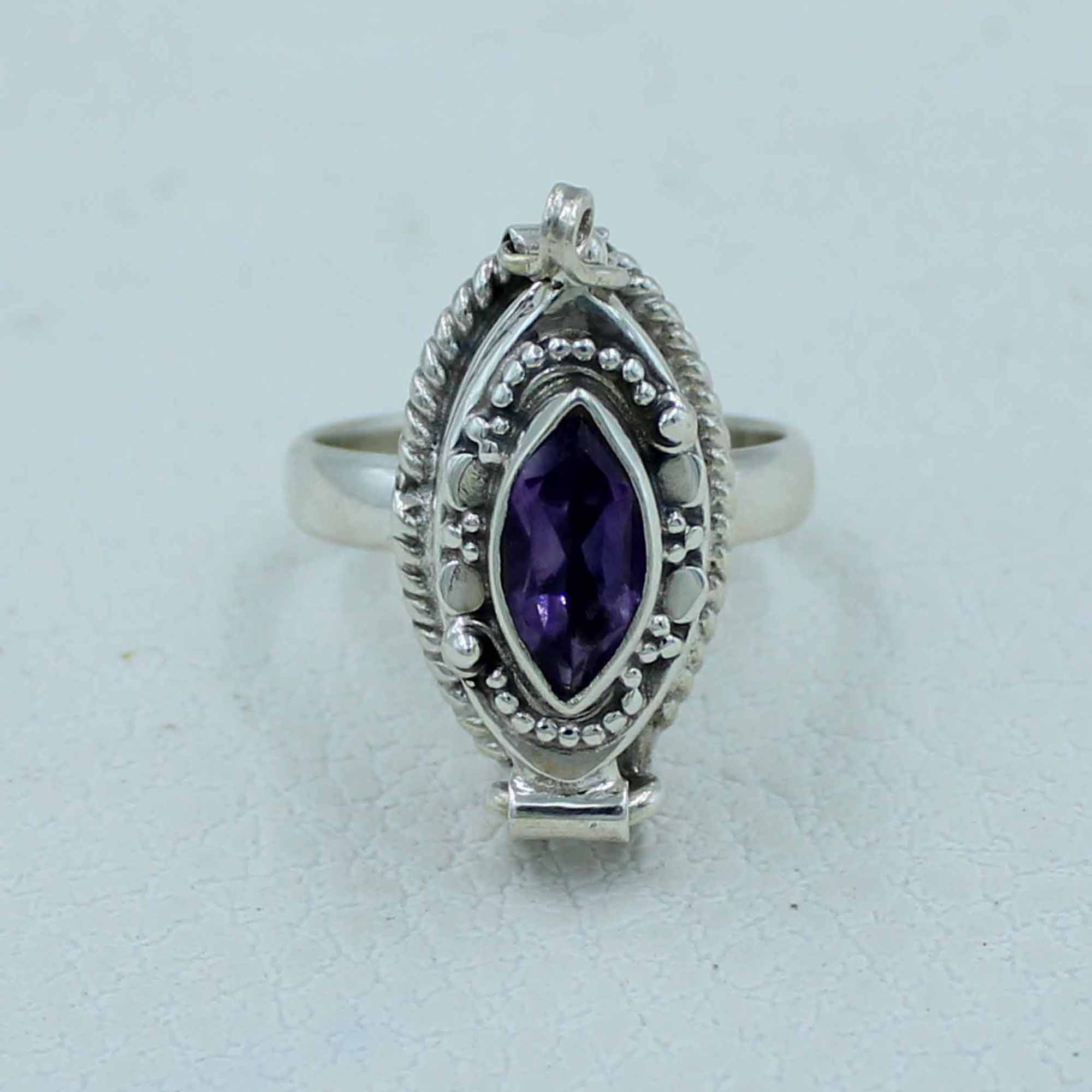 Natural Amethyst 925 Silver Ring - Poison Box Jewelry