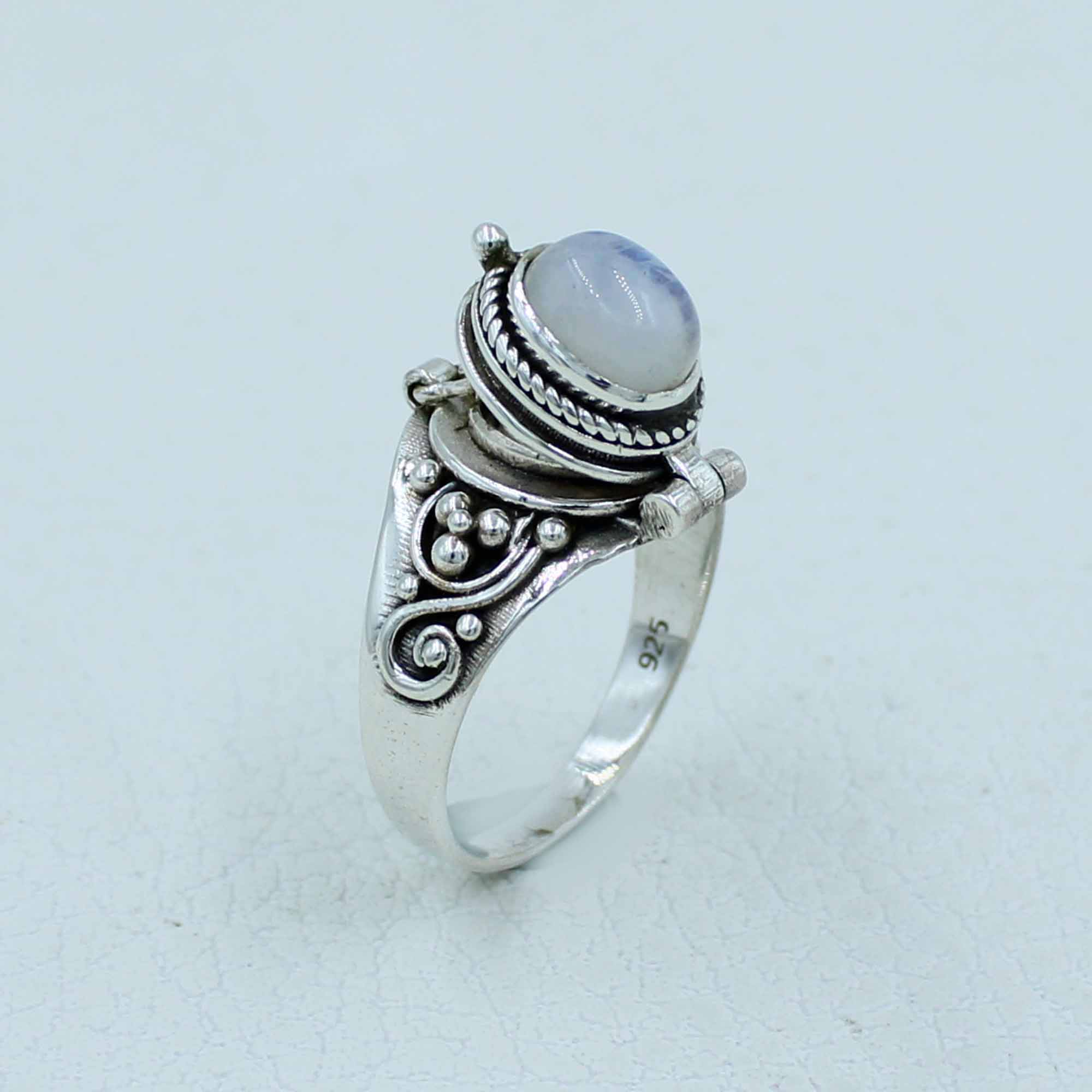 Moonstone Sterling Silver Box Ring