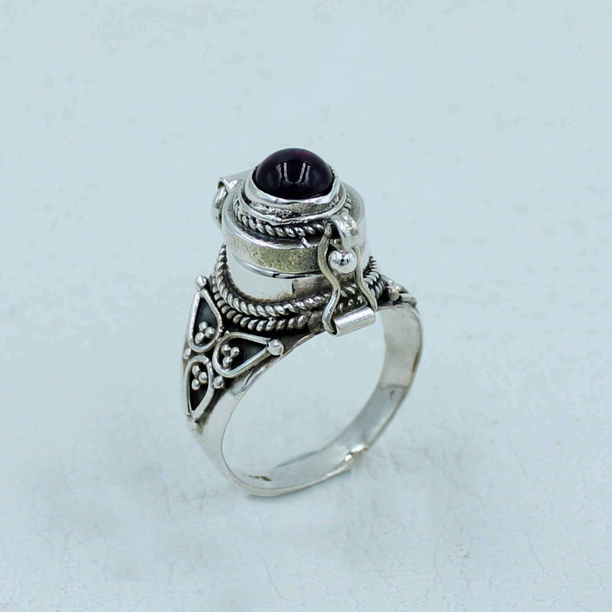 Garnet Sterling Silver Poison Ring - Gift Ring