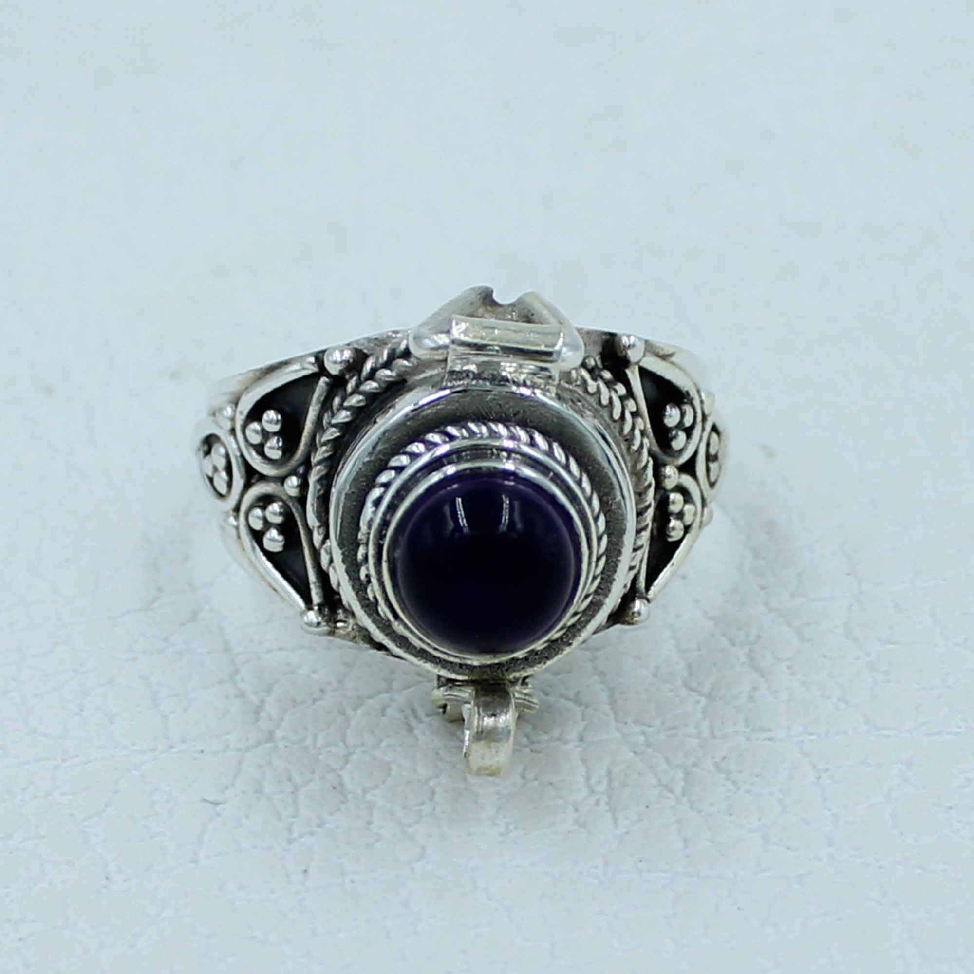 Amethyst Cab Poison Silver Ring