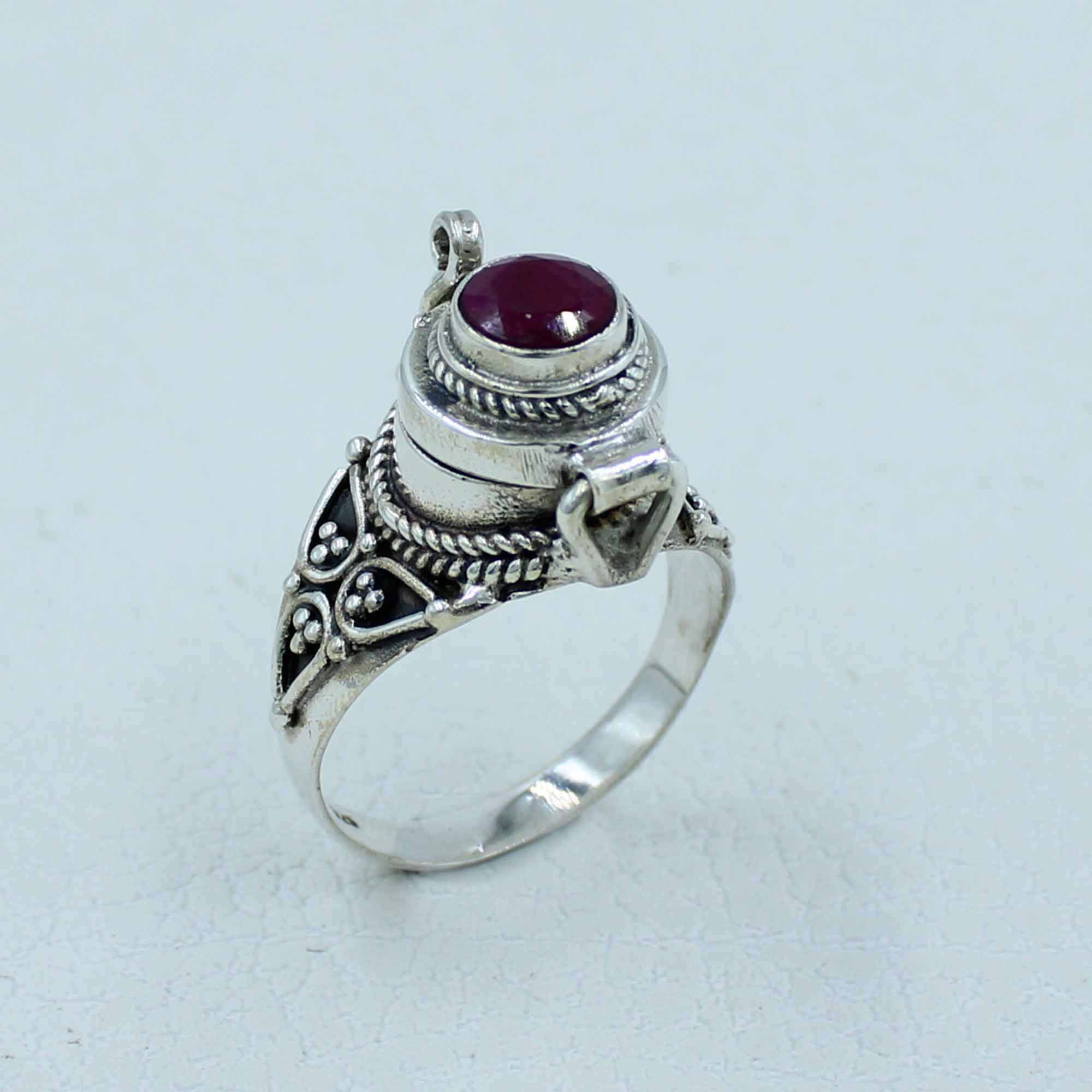 925 Silver Ruby Ring - Poison Box Jewelry