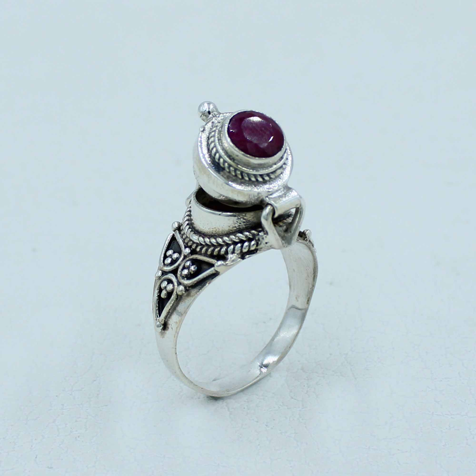 925 Silver Ruby Ring - Poison Box Jewelry