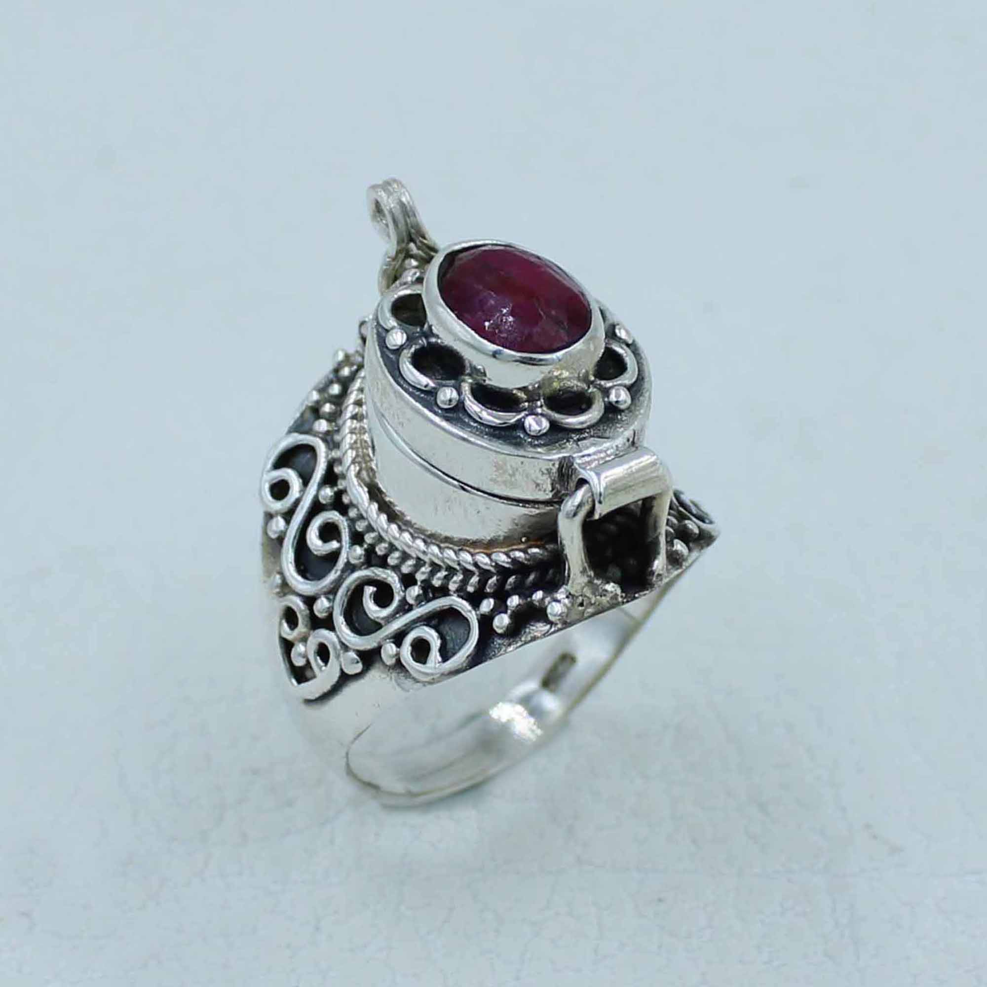 Ruby Poison Ring - 925  Silver Designer Jewelry