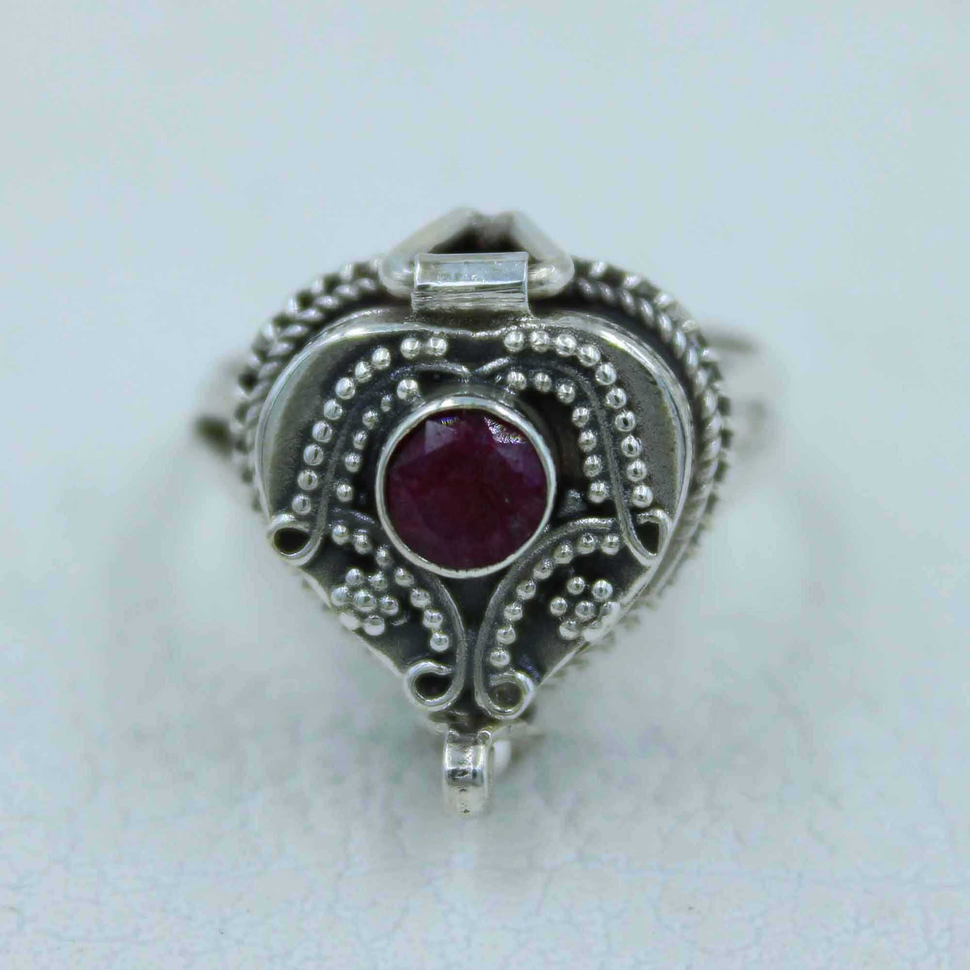 Ruby Gemstone Poison Ring - 925 Silver Jewelry