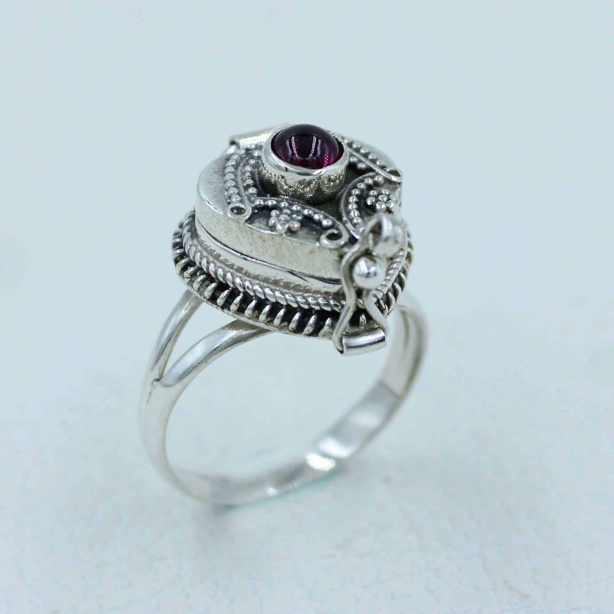 Designer Sterling Silver Poison Garnet Ring