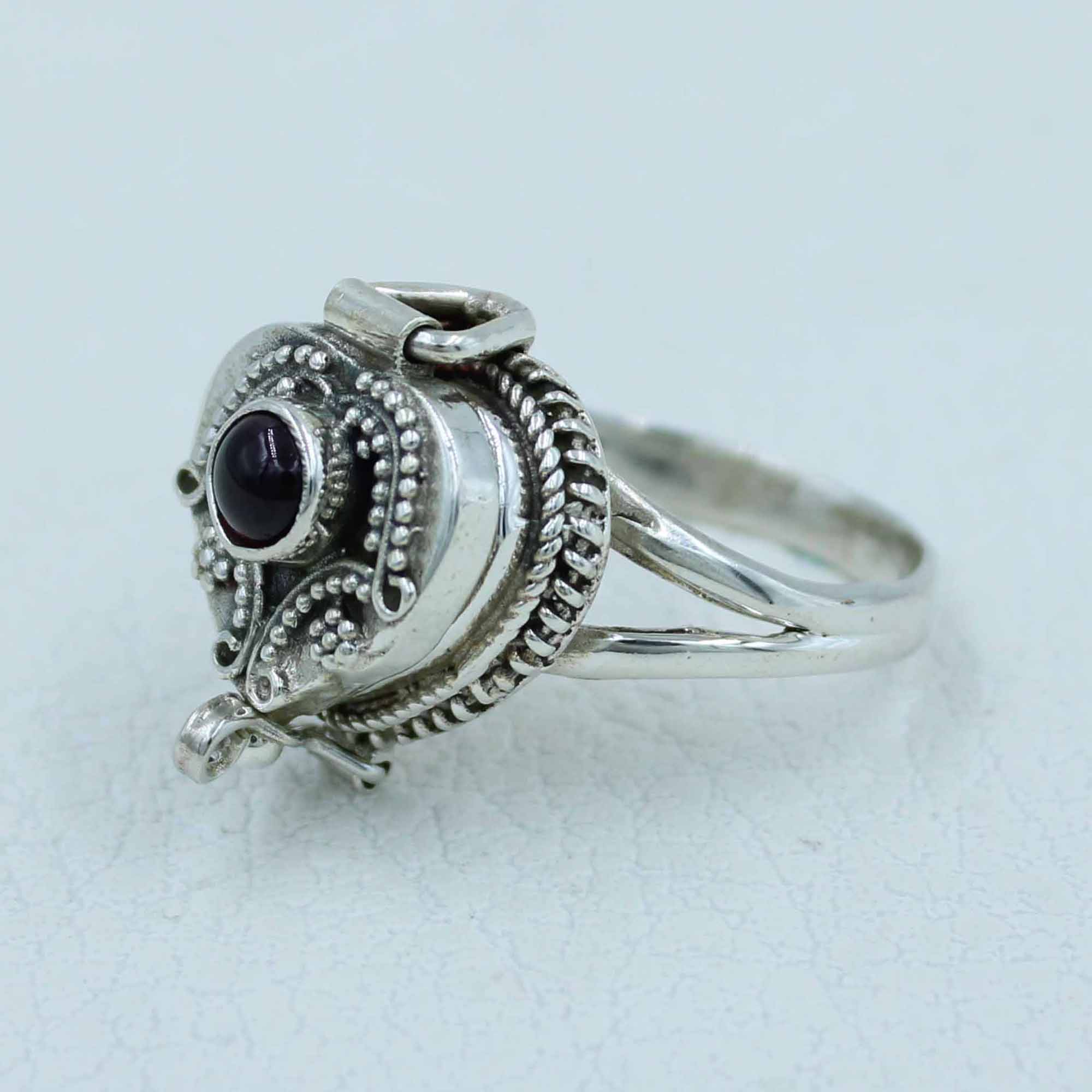 Designer Sterling Silver Poison Garnet Ring