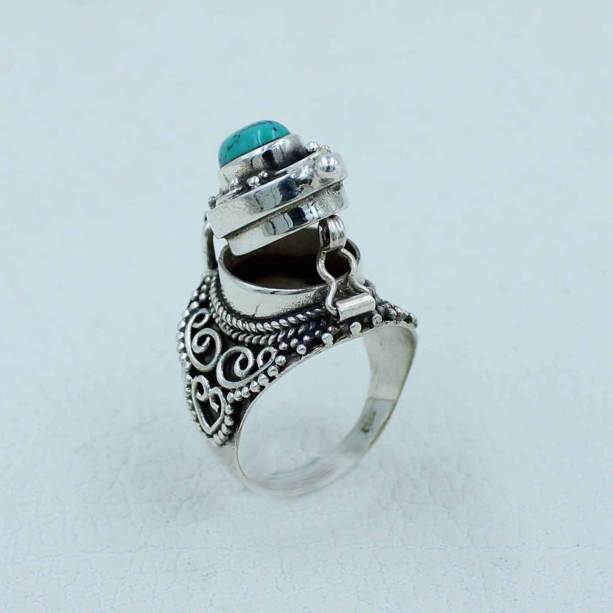 Turquoise Sterling Silver Poison Box Ring