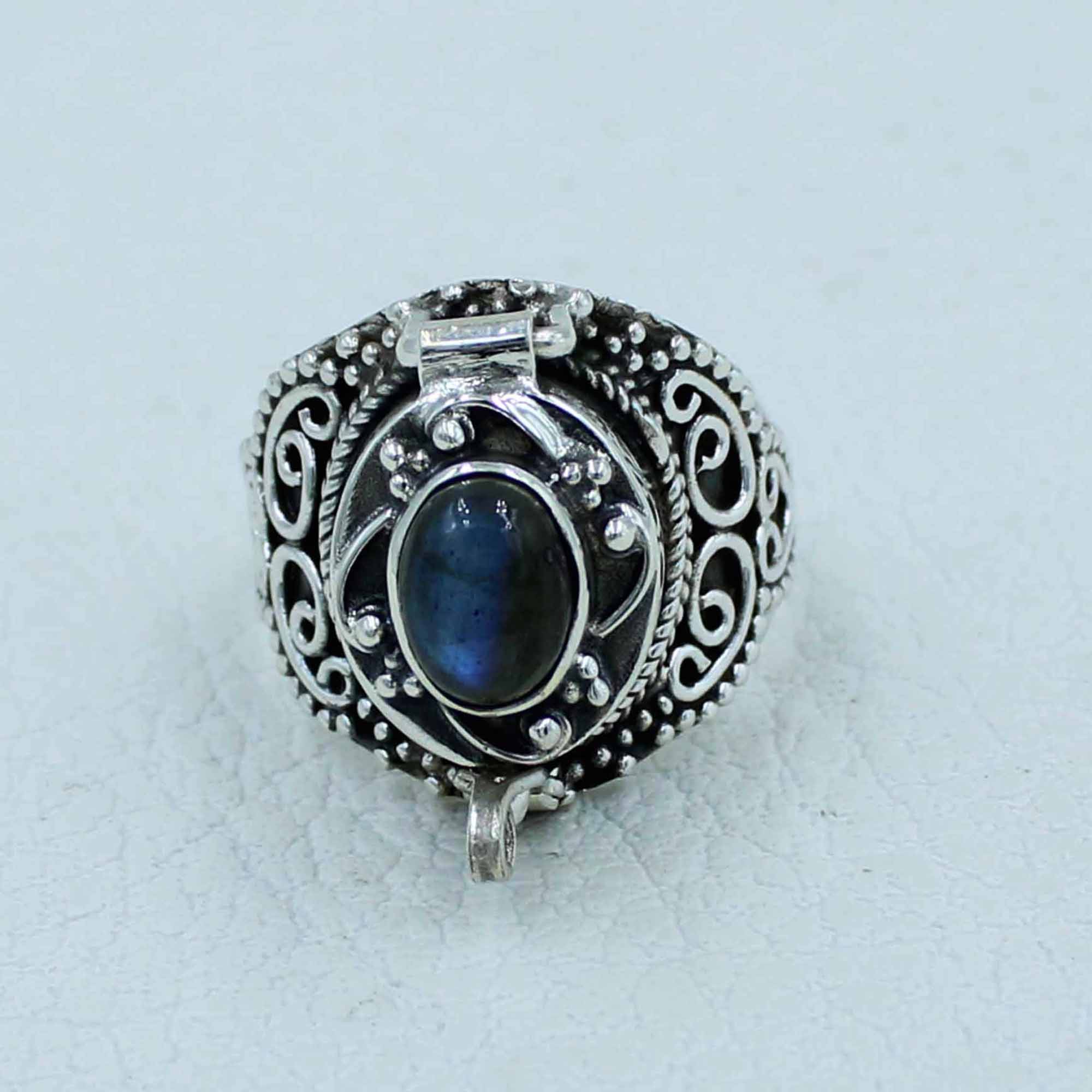 Blue Labradorite Sterling Silver Box Ring