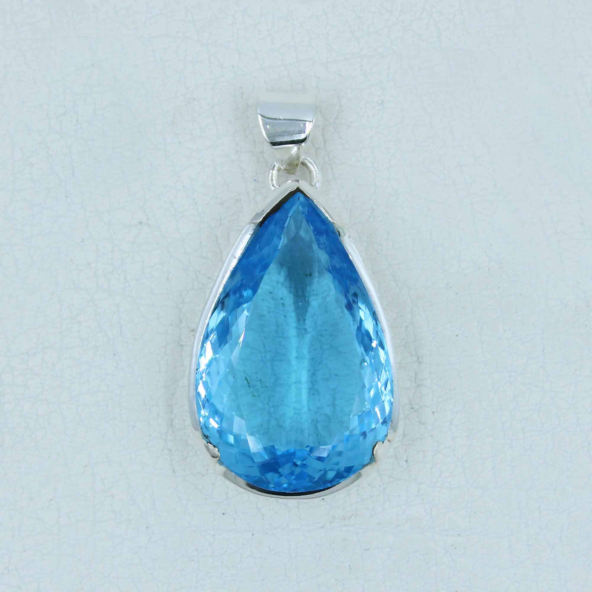 Swiss Blue Topaz & Sterling Silver Pendant - December Birthstone