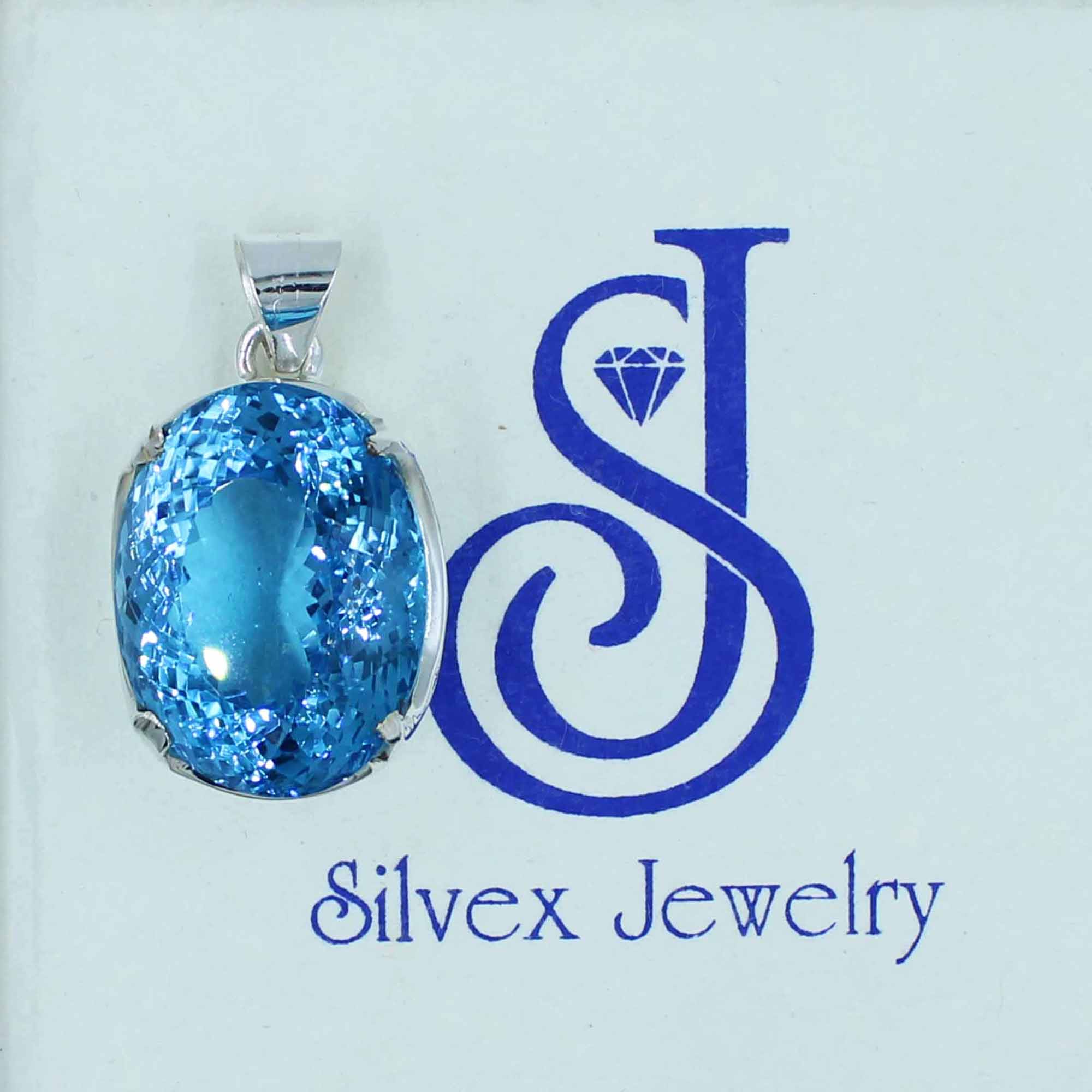 Swiss Blue Topaz Pendant - December Birthstone Silver Jewelry