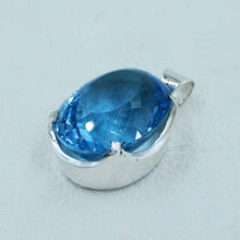 Swiss Blue Topaz Pendant - December Birthstone Silver Jewelry
