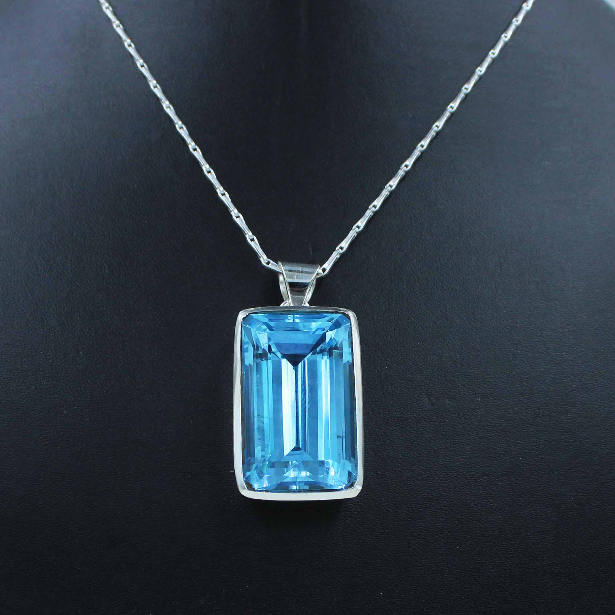 Octagon Shape Topaz - Swiss Blue Topaz Silver Jewelry