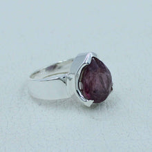 Pink Tourmaline - Big Pink Tourmaline Silver Ring