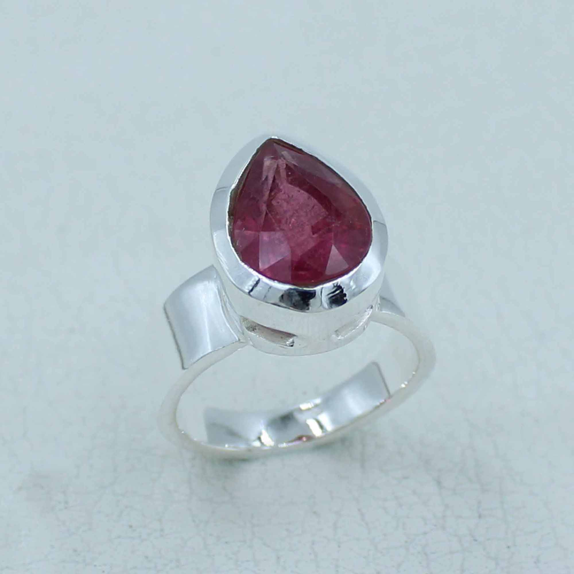 Big Pink Tourmaline Ring 925 Silver Jewelry Size 8