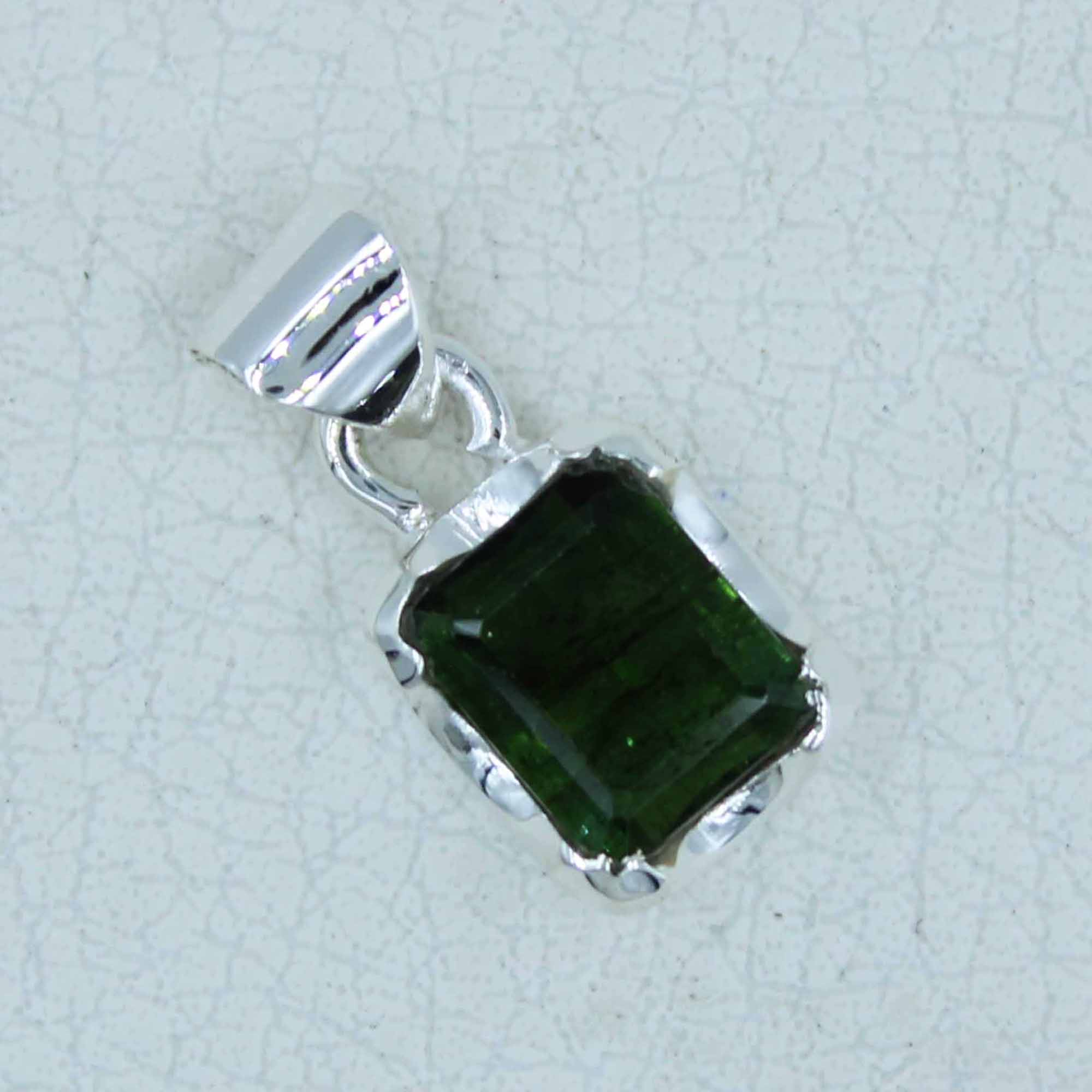 Green Tourmaline Pendant - Tourmaline Silver Jewelry