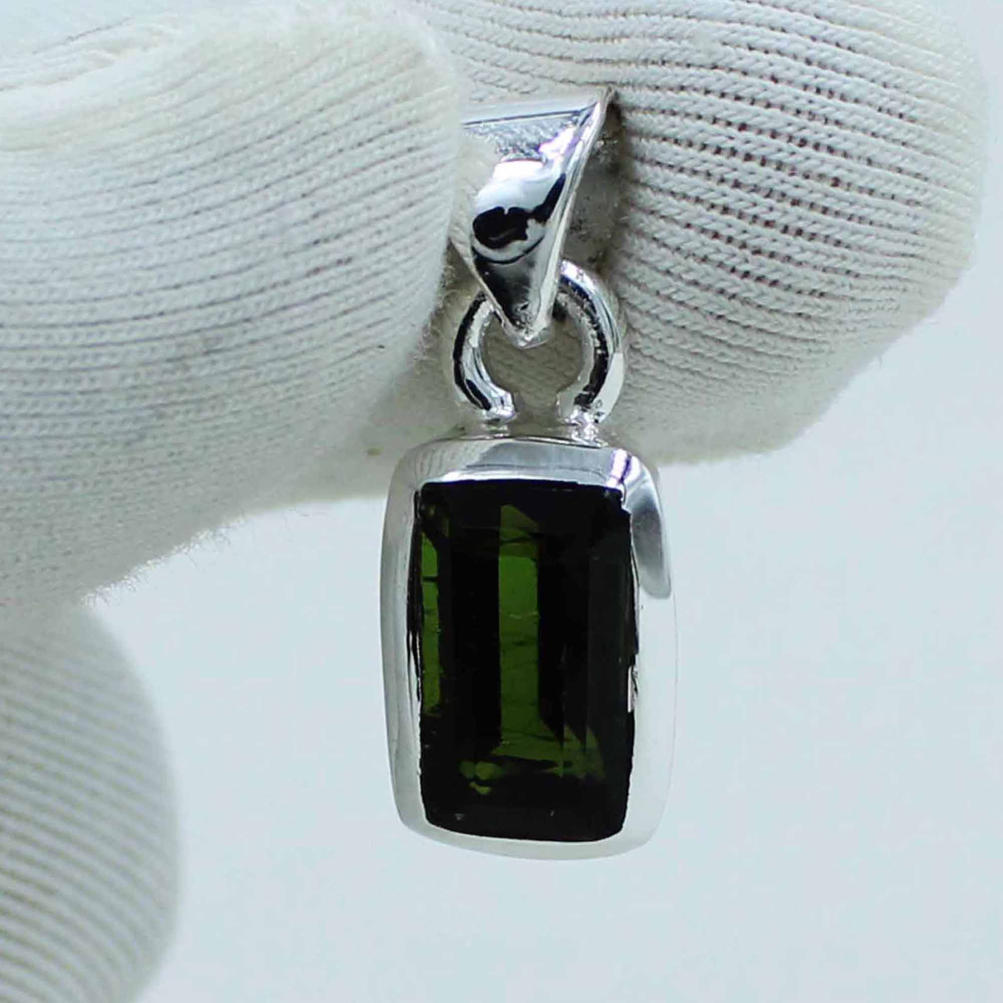 Green Tourmaline Silver Pendant - Tourmaline