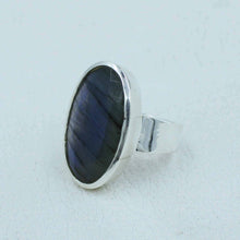 Blue Fire Flash Labradorite Ring - Mens Ring