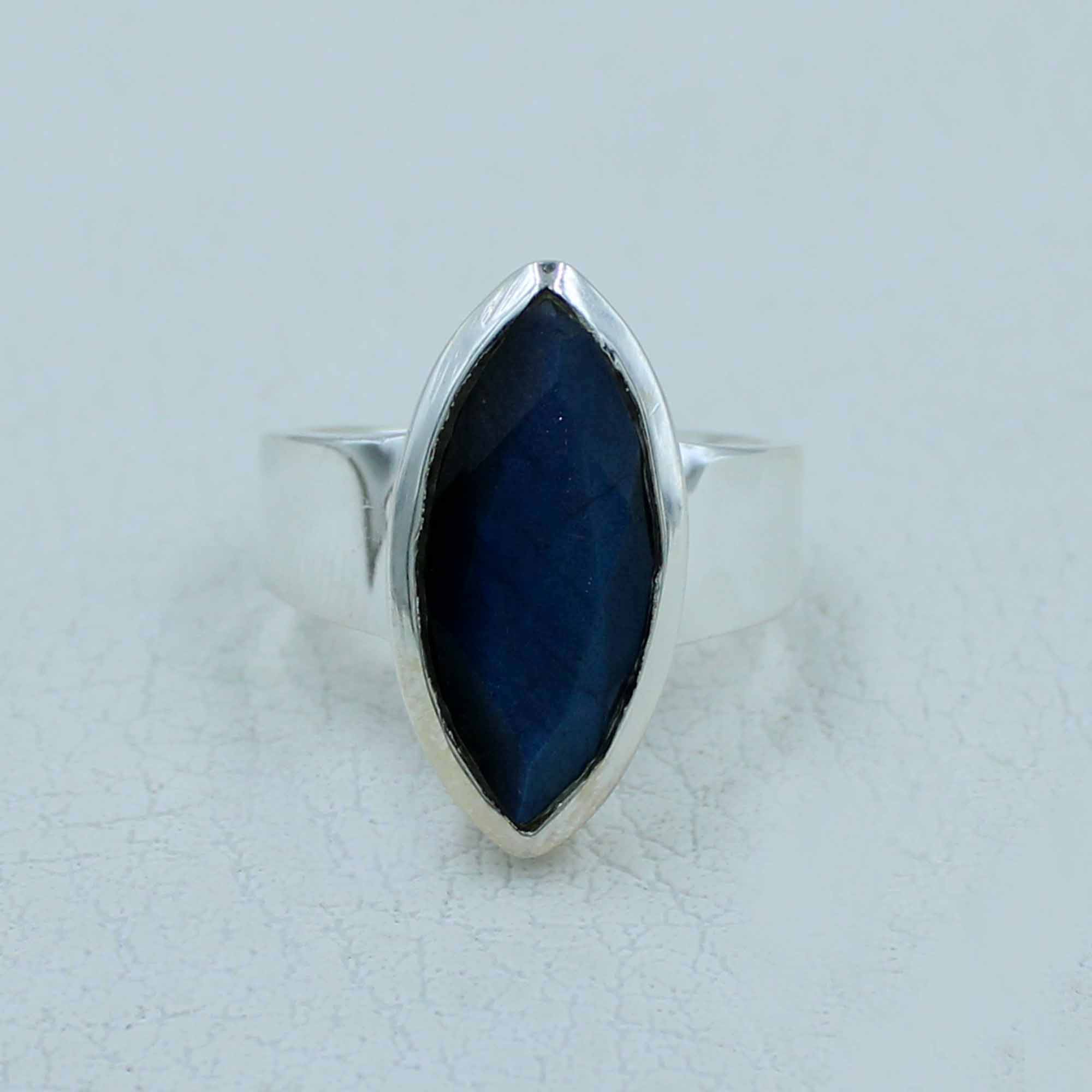 Marquise Labradorite Silver Ring Size 8