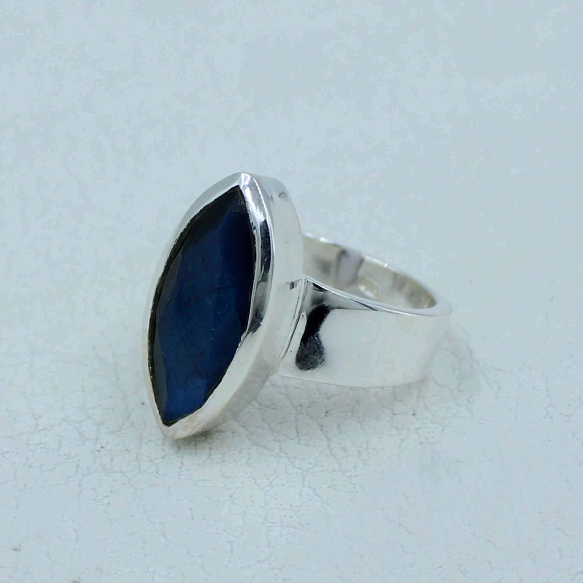 Marquise Labradorite Silver Ring Size 8