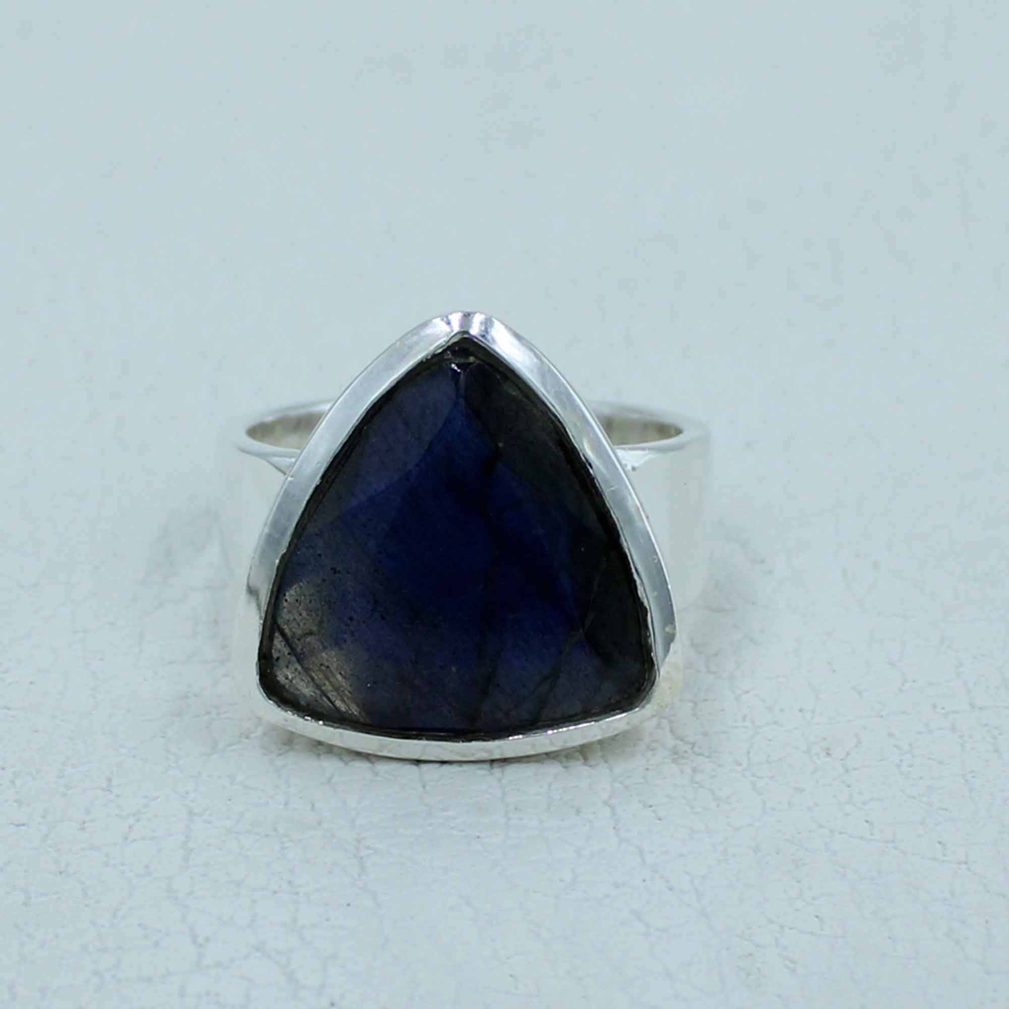 Blue Labradorite Solid Silver Ring