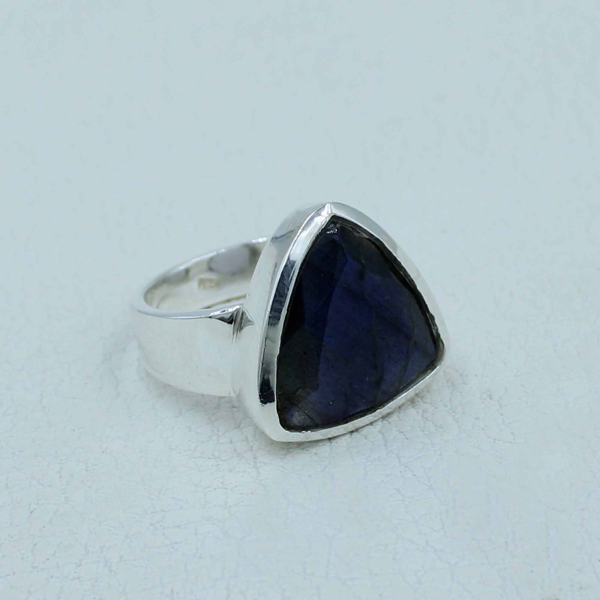 Blue Labradorite Solid Silver Ring