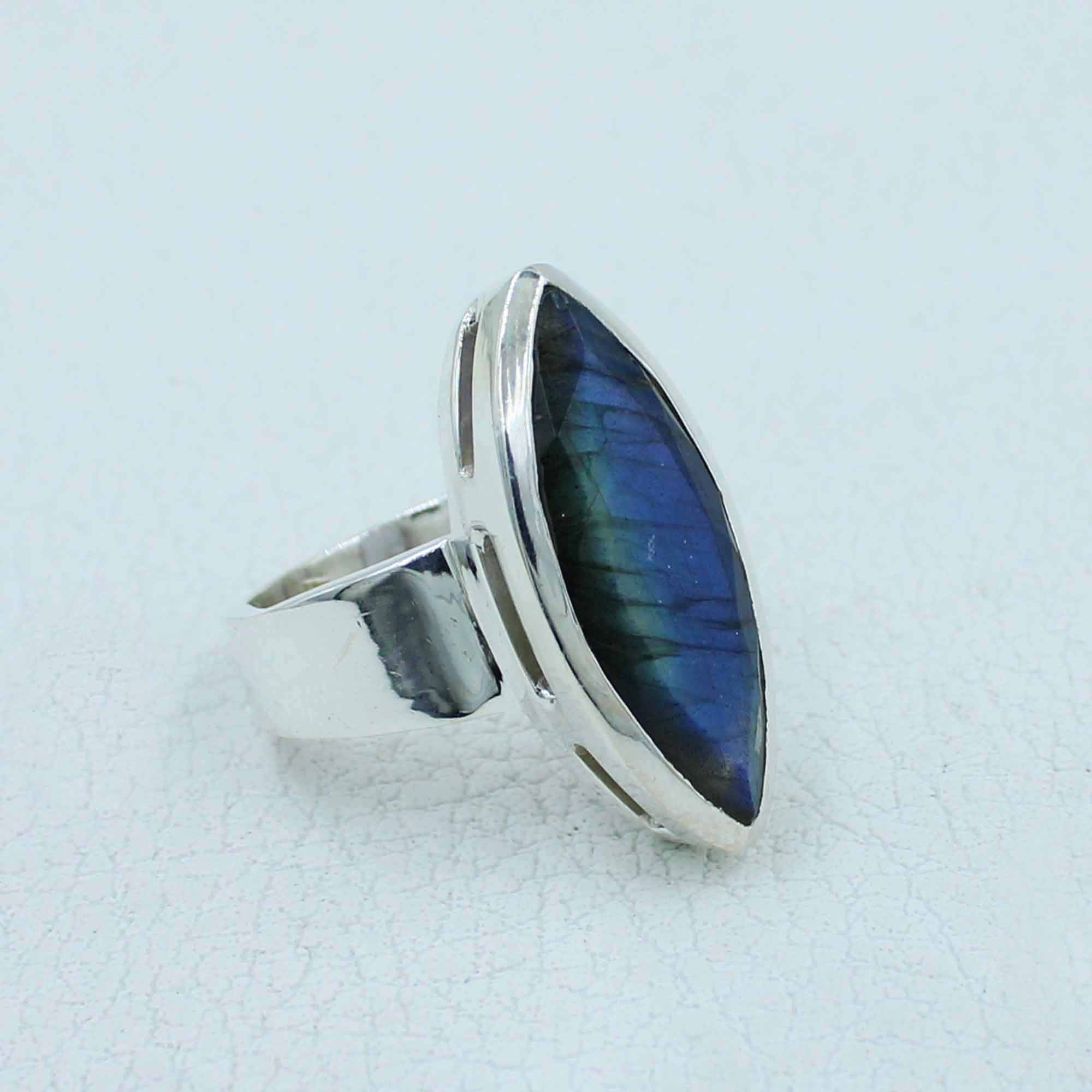 Blue Labradorite Ring Sterling Silver Jewelry