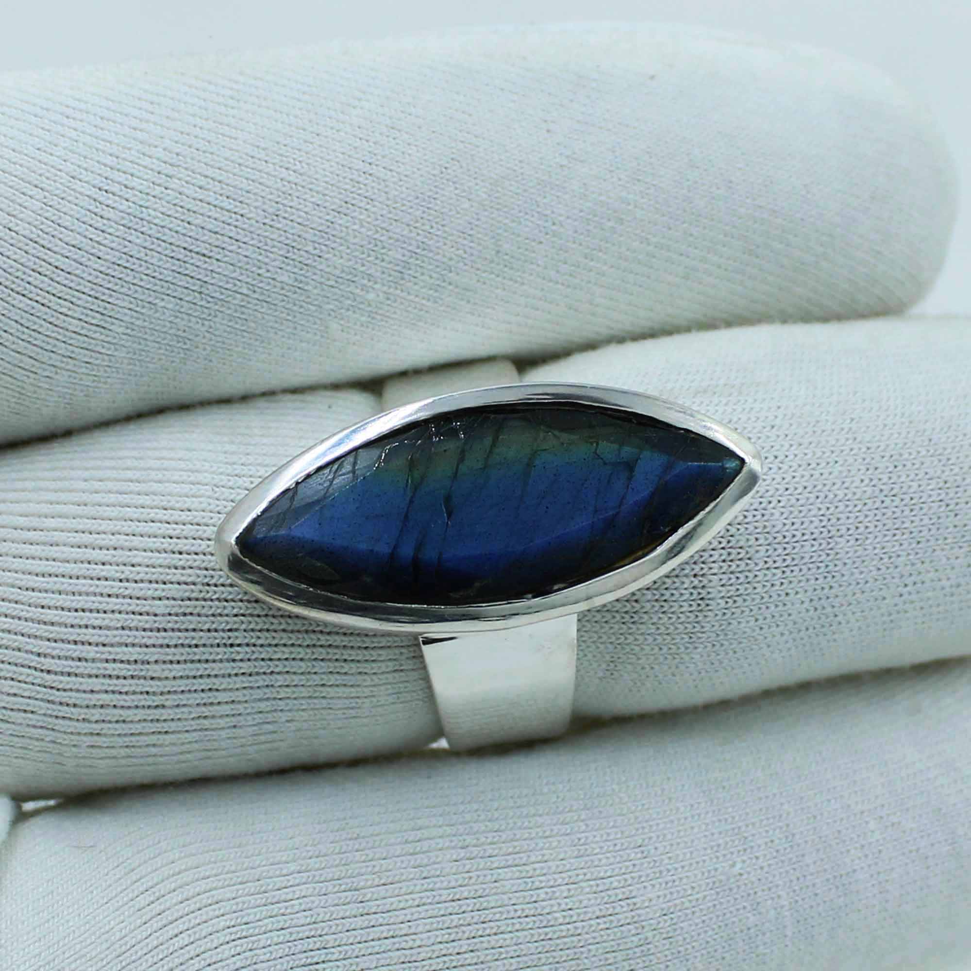 Blue Labradorite Ring Sterling Silver Jewelry