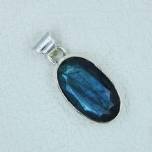 Faceted Blue Labradorite Silver Pendant