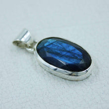 Faceted Blue Labradorite Silver Pendant