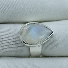 Faceted Moonstone Sterling Silver Ring Size 8