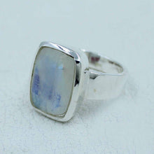 Gorgeous Faceted Rainbow Moonstone Silver Ring