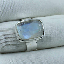Gorgeous Faceted Rainbow Moonstone Silver Ring