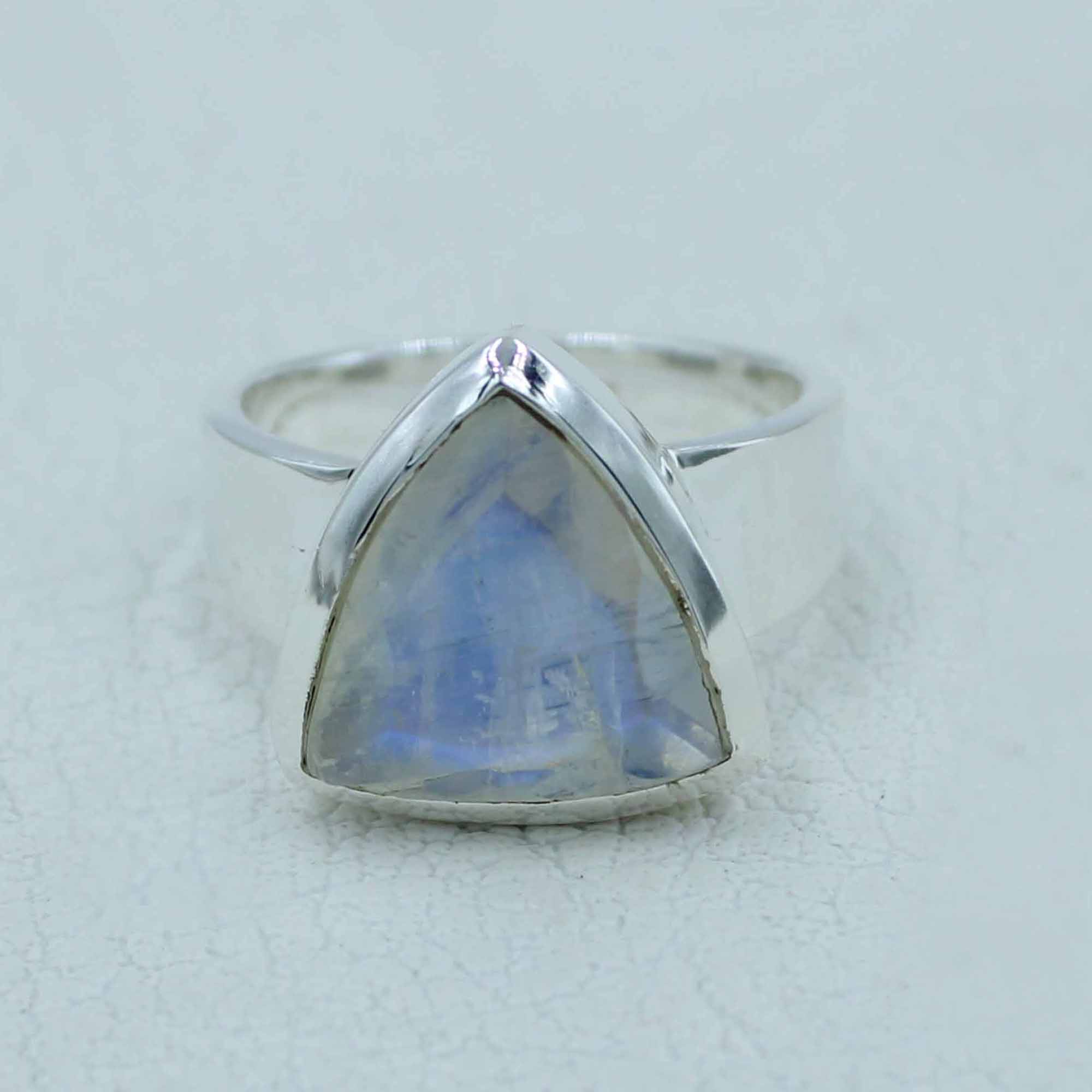 Trillion Shape Moonstone Silver Ring