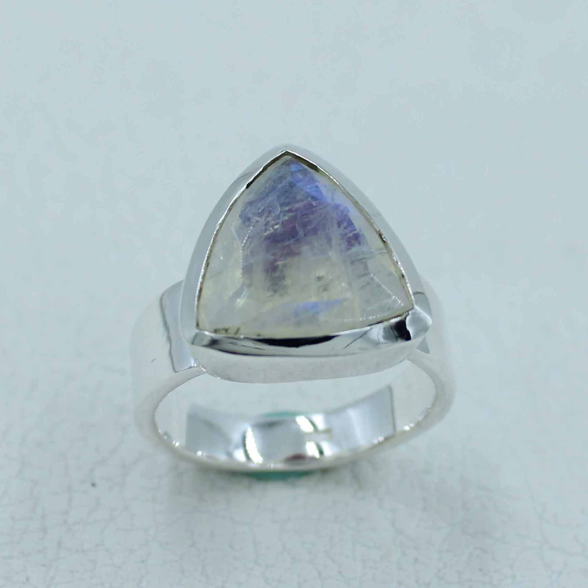 Trillion Shape Moonstone Silver Ring