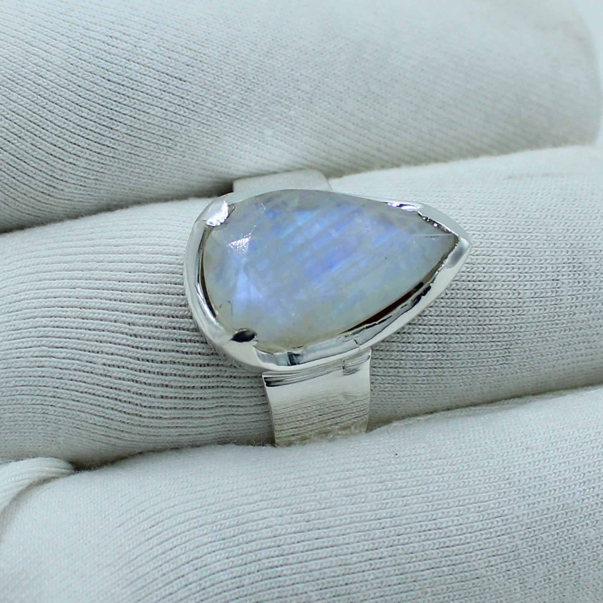 Blue Rainbow moonstone ring