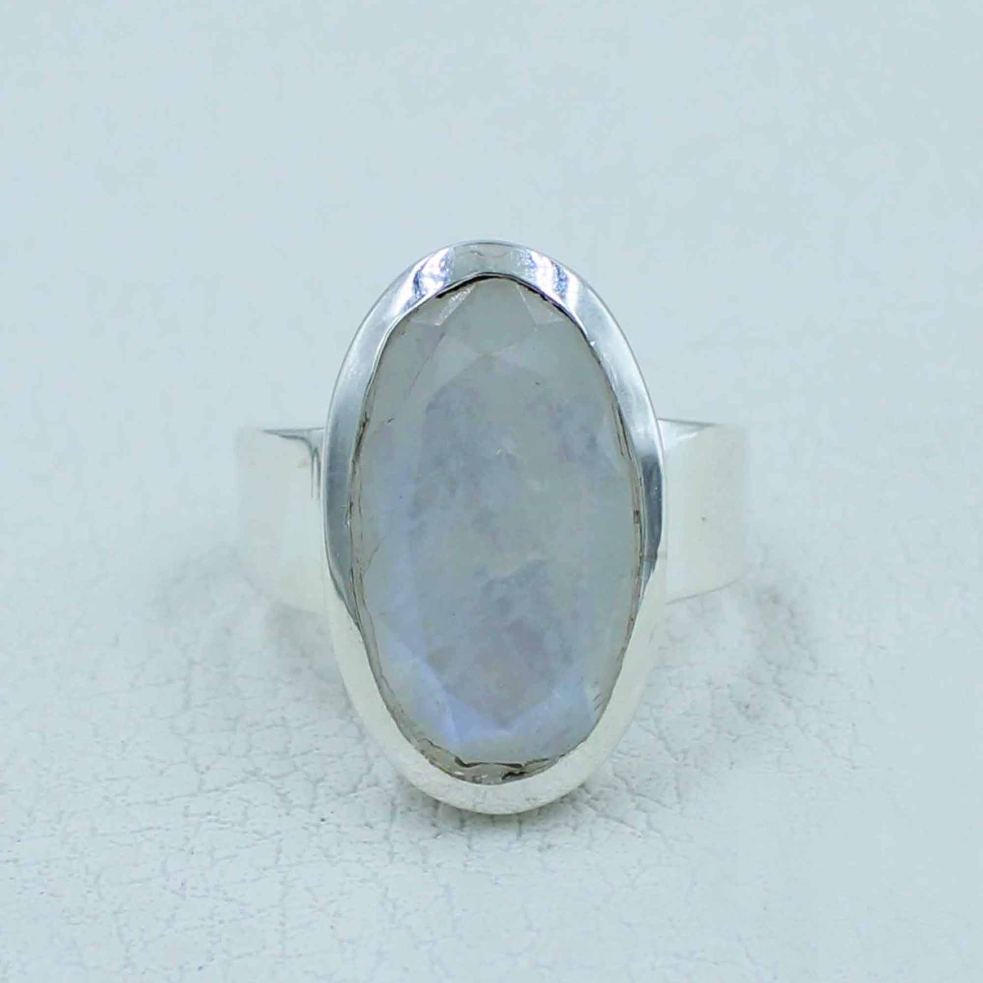 Blue Moonstone Women Ring - 925 Silver Made Jewelry