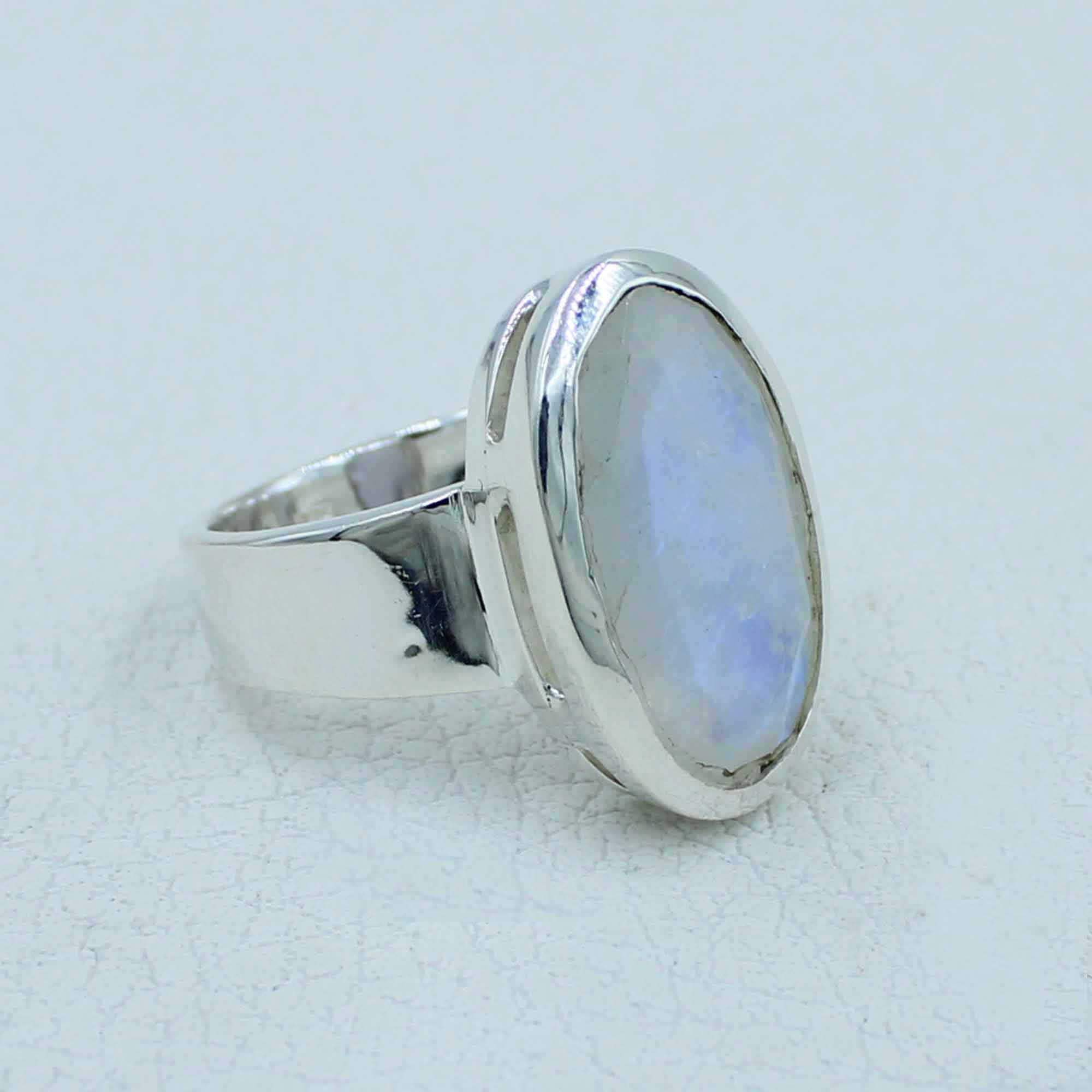 Blue Moonstone Women Ring - 925 Silver Made Jewelry