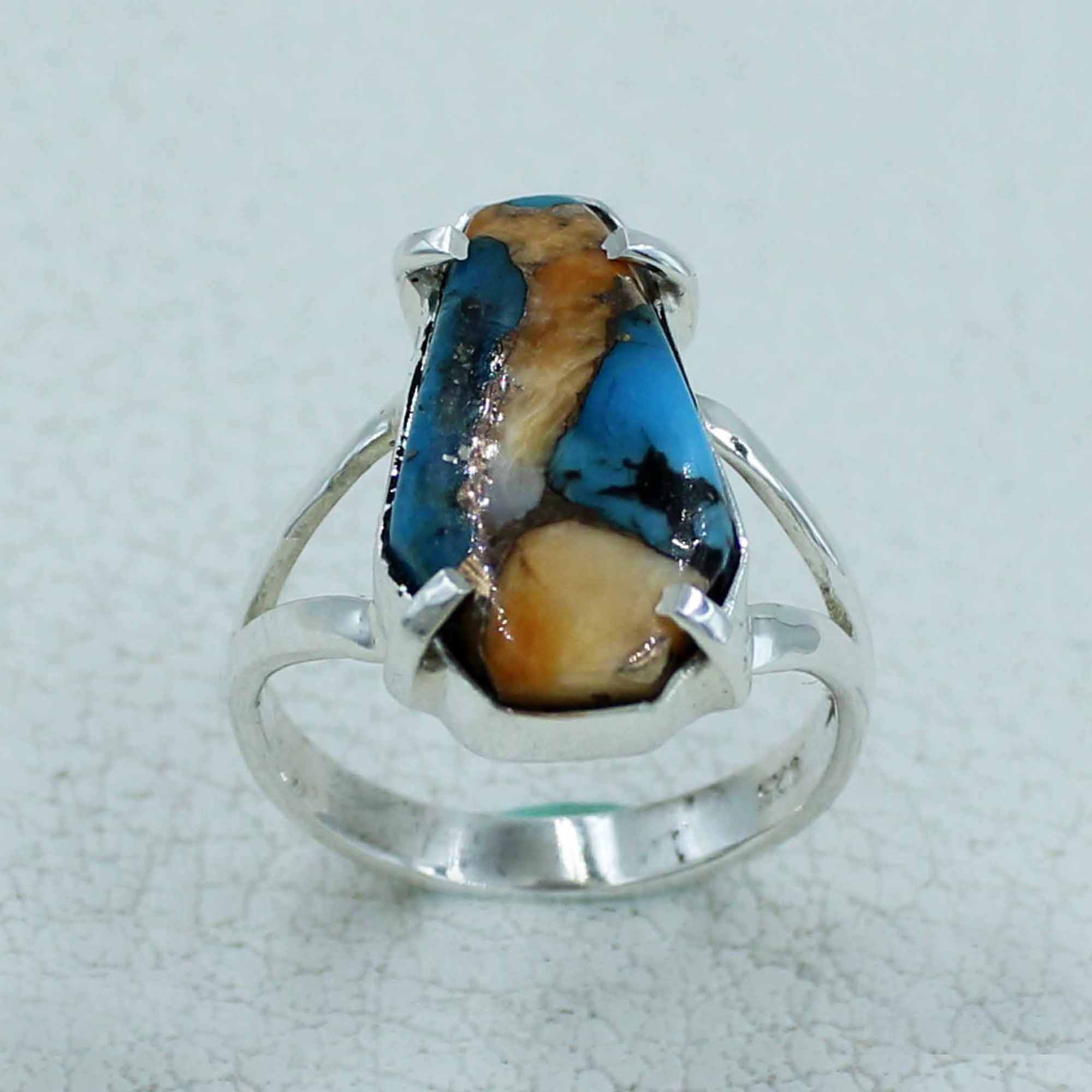 Spiny Oyster Turquoise Sterling Silver Ring